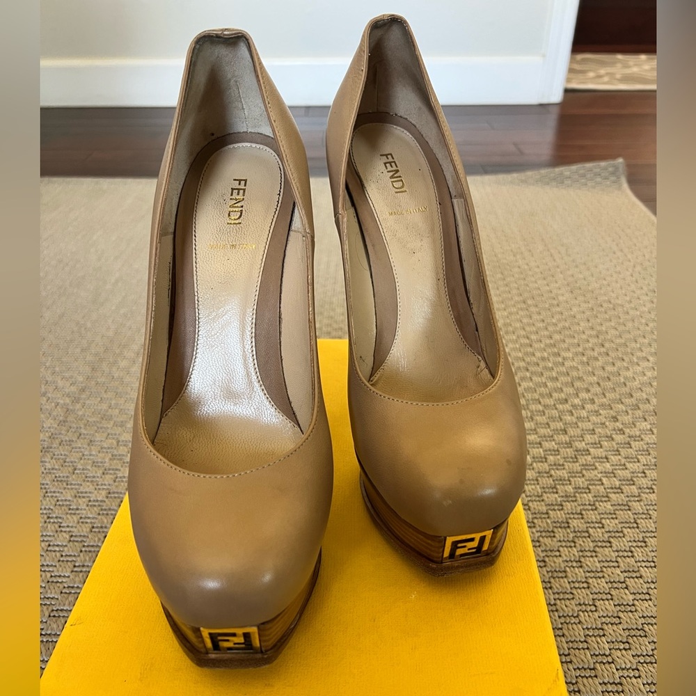 Fendi Tan Platform Heels